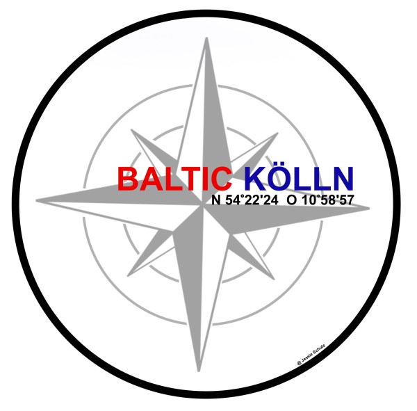 Artikelbild für Aufkleber rund Baltic Kölln mit Kooridinaten im Baltic Kölln Onlineshop