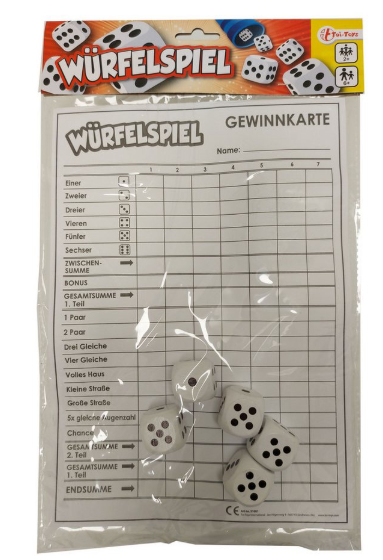 Artikelbild für Yatzyblock mit 5 Würfel im Baltic Kölln Onlineshop