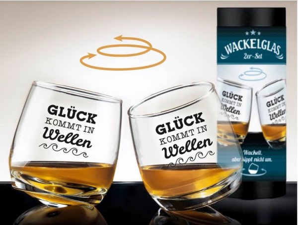 Artikelbild für Glas Wackelglas Glück 2er Set H. 8,5cm, Durchmesser 7,5cm im Baltic Kölln Onlineshop
